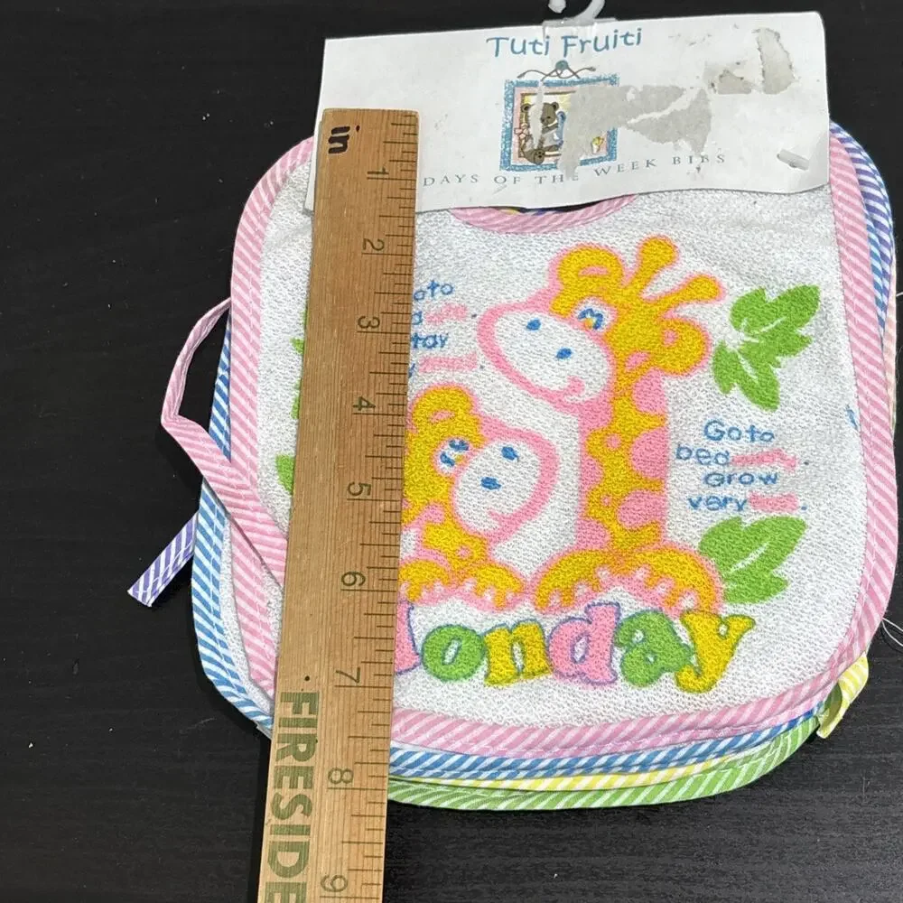 Vintage Baby Bibs DAYS OF THE WEEK Tuti Fruiti COMPLETE SET of 7 NIP
